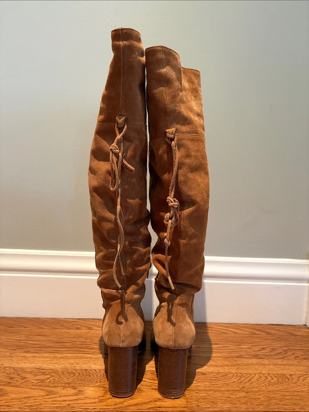 Free People Over-the-Knee Suede Boots in Cognac